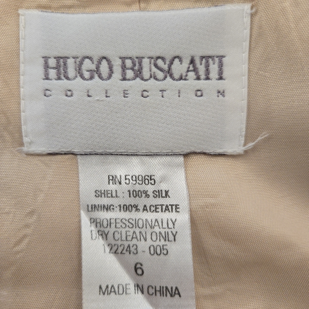 Vintage Silk Neutral Hugo Buscati Jacket Size 6 - Picture 9 of 9